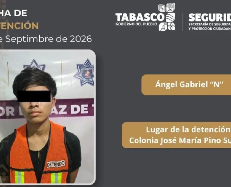 SSPC de Tabasco detuvo a masculino en la colonia José María Pino Suárez